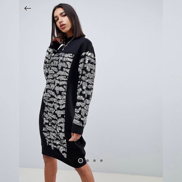 ASOS DESIGN | Sequin Animal Oversized Sweat Dress - Picture 2 of 4